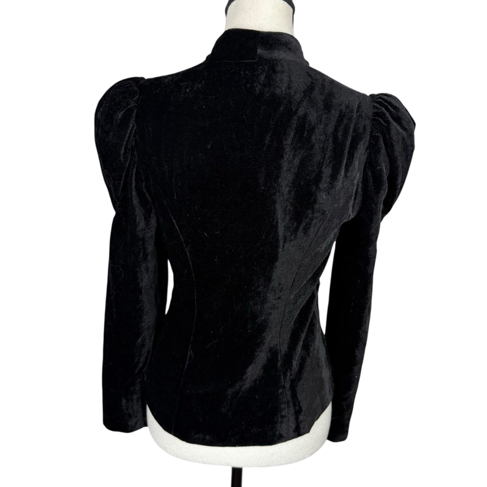 Tatyana Black Velvet Puff Sleeve Blazer XS Pinup Gothic Old Hollywood Vintage - Picture 5 of 12
